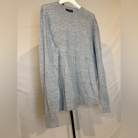 PIOMBO Men’s Gray Long Sleeve Cotton/Linen Sweater - Picture 2 of 5